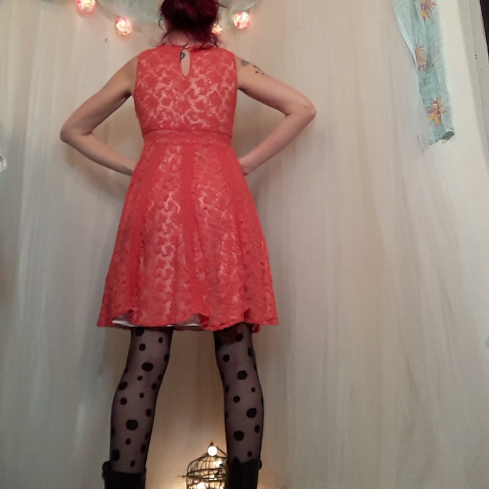 💜 SALE! Sundance Coral Lace Emma Dress. Gorgeous. - Picture 5 of 7